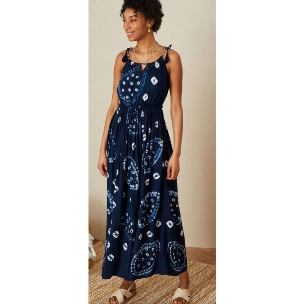 OOS Monsoon Artisan Studio Dark Blue Tie Dye Print Cami Dress - XL